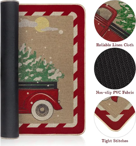 Miniatura 4 de Ruisita Felpudos de Navidad de 31.5 x 20 pulgadas, antideslizantes, tapete de Navidad para camión, feliz Navidad, bienvenida, felpudo delantero