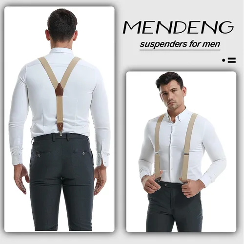 Miniatura 37 de MENDENG Tirantes de gancho giratorio de bronce vintage con 4 tirantes ajustables para hombre