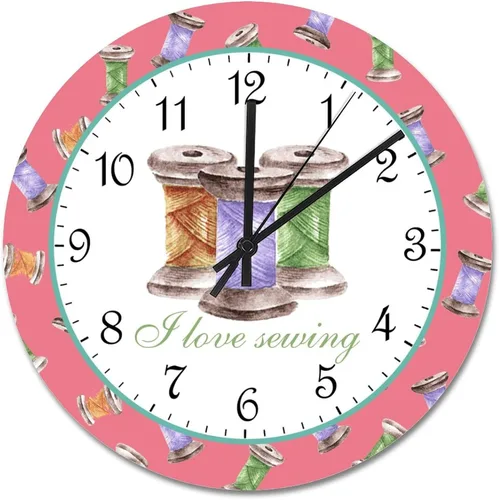 Miniatura 12 de Reloj de pared para tejer uno a la vez, divertido reloj de madera moderno 10 silencioso, sin tictac, de cuarzo, funciona con pilas, para sala