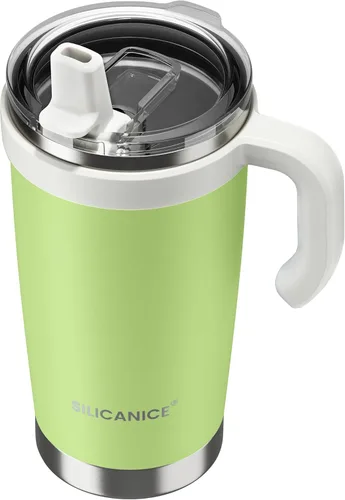 Para café helado y licuados de frutas - Nunca vuelvas a beber de una tapa mohosa: vaso higiénico de 20 onzas, tapa 100% a prueba de fugas y boquilla