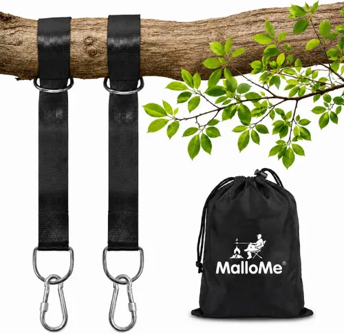 Miniatura 6 de Correas para hamaca MalloMe XL - Juego de correas para colgar hamacas en árboles (incluye 2 correas de 227 kg cada una) con 26 bucles y kit