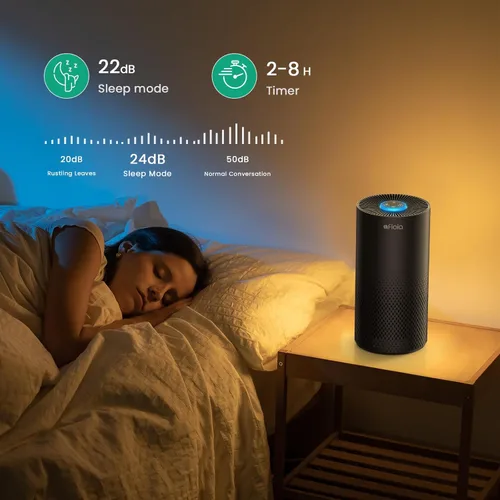 Miniatura 6 de Afloia Purificadores de aire para dormitorio, hogar, habitación grande, Wi-Fi de 2.4 GHz, filtro inteligente 3 en 1, purificadores de aire para Negro