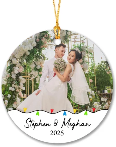 Miniatura 16 de Marco de fotos personalizado para perro, adorno de Navidad 2025 – Nombre y año personalizados para decoración de árboles, adorno de imagen