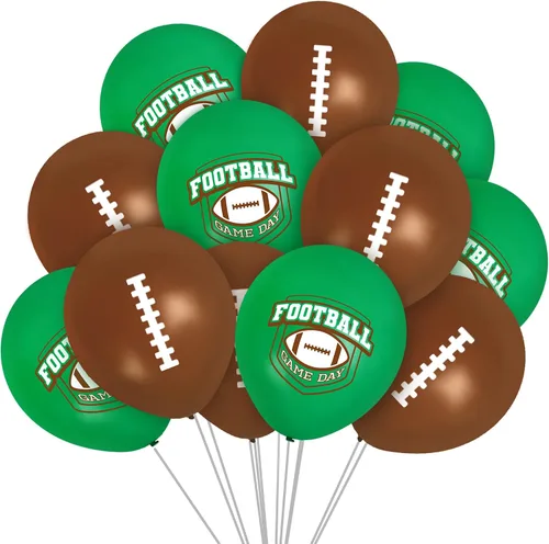 Treasures Gifted Globos de fútbol – Paquete de 12 globos de helio de fútbol de 12 pulgadas – Decoraciones de fútbol – Suministros para fiestas de