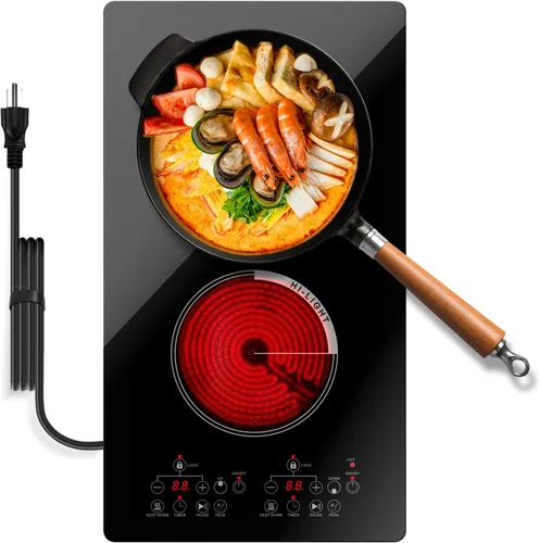 Placa eléctrica de 2 quemadores de 110 V, quemador de encimera y estufa eléctrica descendente, quemadores eléctricos enchufables para cocinar, placa