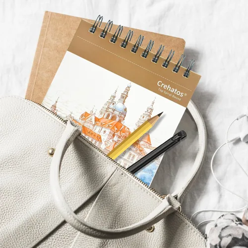 Miniatura 6 de Crehatos Cuaderno de bocetos pequeño de 5.5 x 8.5 pulgadas, bloc de bocetos encuadernado en espiral superior, 100 hojas cada uno de papel de dibujo