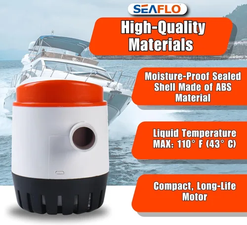 Miniatura 7 de SEAFLO Bomba de sentina automática serie 06 – 12 V CC, 750 GPH, interruptor de flotador integrado, totalmente sumergible, construcción duradera