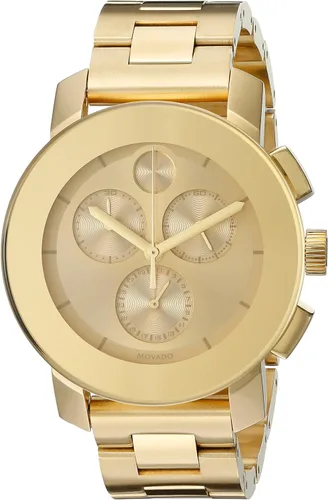 Movado 3600358 Reloj analógico de acero inoxidable chapado en oro de cuarzo para mujer, Oro, Cronógrafo, movimiento de cuarzo