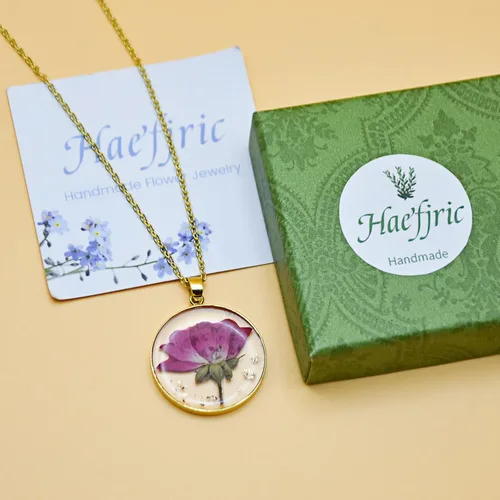 Miniatura 21 de Pressed Flower Necklace Gift for Women Personalized Handmade Necklaces Birth Flower Necklace
