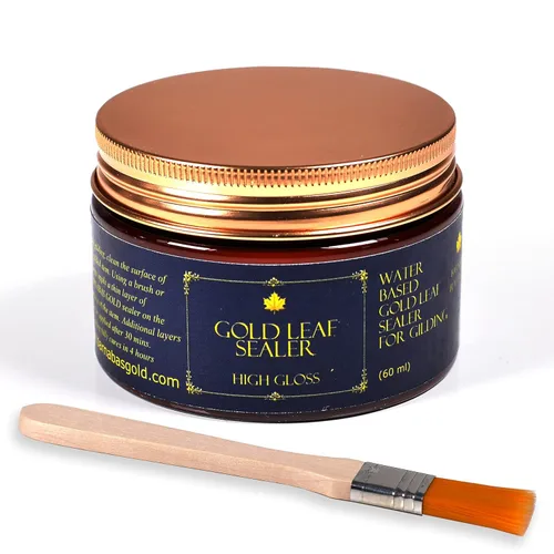 Miniatura 15 de Barnabas - Kit de dorado – 100 hojas de imitación de hoja de oro y hoja de plata, adhesivo dorado de 2.0 fl oz, sellador brillante 2.0 fl oz, 2