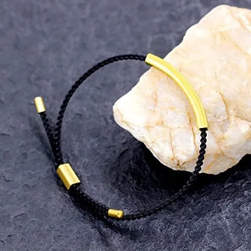 Miniatura 4 de Uloveido Pulseras de cuerda grabadas personalizadas, pulsera de barra fina de acero inoxidable a juego para mujeres y niñas, pulseras de cuerda