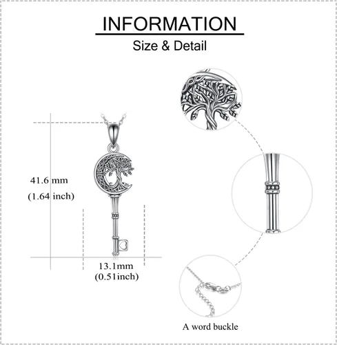 Miniatura 29 de ONEFINITY Collar de plata de ley 925 con diseño de árbol de la vida con colgante de nudo celta de concha de abulón para mujer