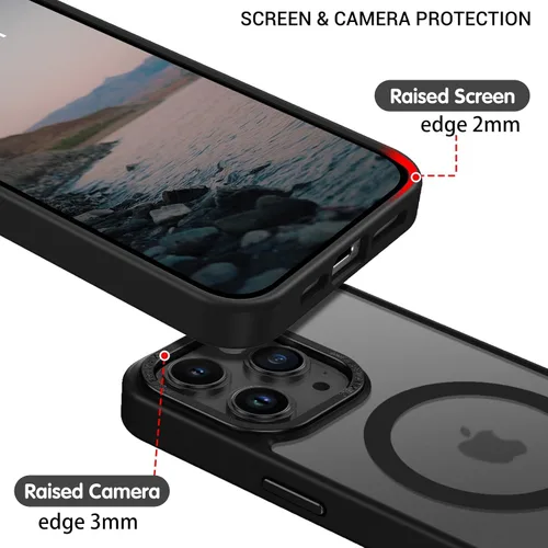 Miniatura 6 de BENTOBEN Funda magnética para iPhone 15 Pro Max, compatible con MagSafe, translúcida mate, esmerilada, antihuellas, delgada, a prueba de golpes