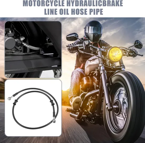 Miniatura 2 de X AUTOHAUX 39.4 in 39.37" Longitud 0.394 in ID motocicleta hidráulico freno línea aceite manguera tubo 0° acero inoxidable trenzado cable para ATV