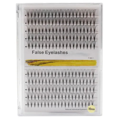Miniatura 5 de 10Rows Pro Injerto de tallo largo 14D natural largo negro suave y ligero, pestañas postizas individuales en racimo de abanicos anchos prefabricadas