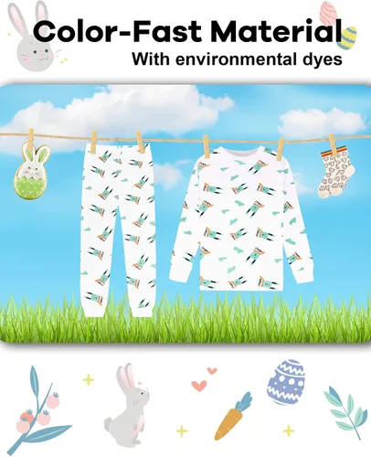 Miniatura 7 de DAUGHTER QUEEN Pijama para niños de 4 piezas, 100% algodón, talla 18 meses a 12 años