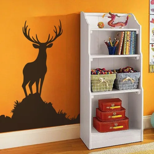 Buck pared animales calcomanía decorativo para pared vinilo calcomanía decorativo para pared, diseño de ciervo Vida Silvestre caza Decoración Negro