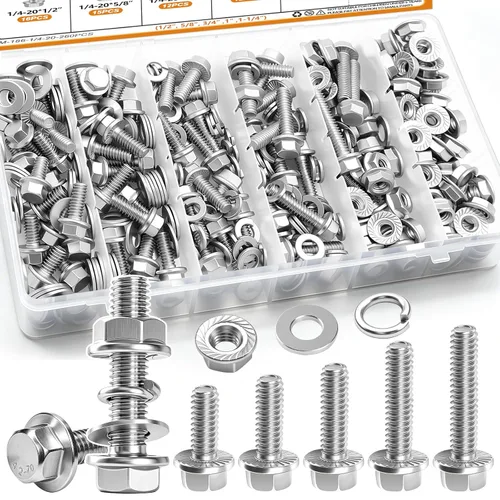 Miniatura 11 de mankk Kit surtido de pernos métricos de 1004 piezas y tornillos y tuercas de brida M4 M5 M6 M8 (0.472 in a 1.181 in) con tuercas y arandelas