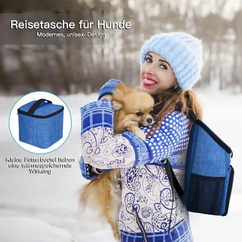 Miniatura 7 de BAGLHER Bolsa de viaje para perros, mochila de suministros para mascotas aprobada por aerolíneas, mochila de viaje para perros con 2 cuencos Azul-A