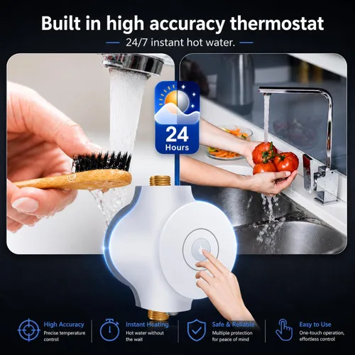 Miniatura 7 de Sistema inteligente de bomba de recirculación de agua caliente instantánea de 3 velocidades con termostato Bulit-in HBS24-12 control remoto incluido