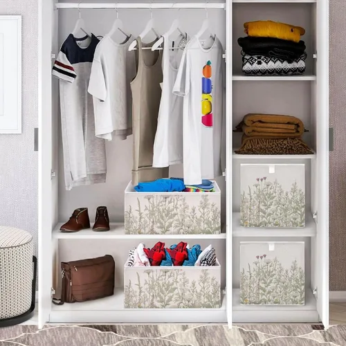 Miniatura 6 de Kigai Wild Flowers - Cubo de almacenamiento de 15.7 x 10.6 x 7 pulgadas, organizador grande plegable para estantes, armario, sala de almacenamiento