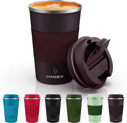 Miniatura 19 de MOMSIV Taza de viaje de 17 onzas, taza de café aislada con tapa a prueba de fugas, vaso reutilizable de doble pared de acero inoxidable al vacío