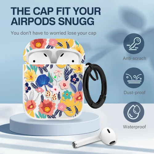 Miniatura 6 de Maxjoy Funda compatible con AirPods de 2ª generación, bonita funda protectora suave con diseño de flores para AirPods Gen 1 y 2, diseño de flores