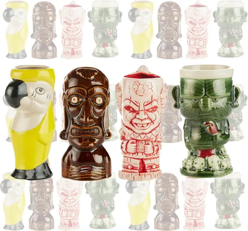 Miniatura 13 de LEMONSODA Vasos de cerámica tiki hawaianos (cerámica, juego de 4)