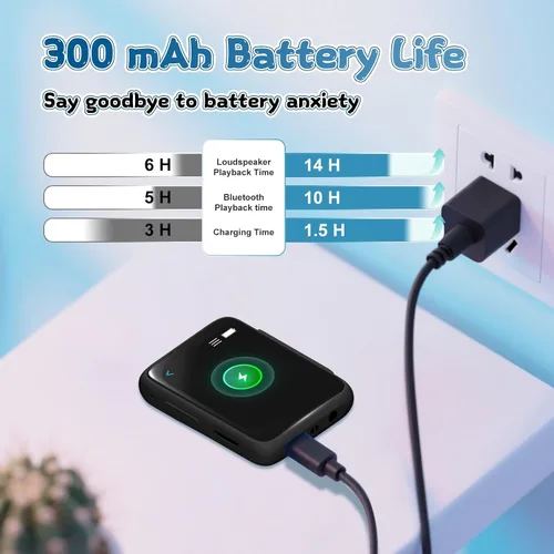 Miniatura 8 de Reproductor de MP3 para niños con Bluetooth y altavoz, reproductor de música portátil simple para niños, radio FM de 32 GB, lector de libros Negro