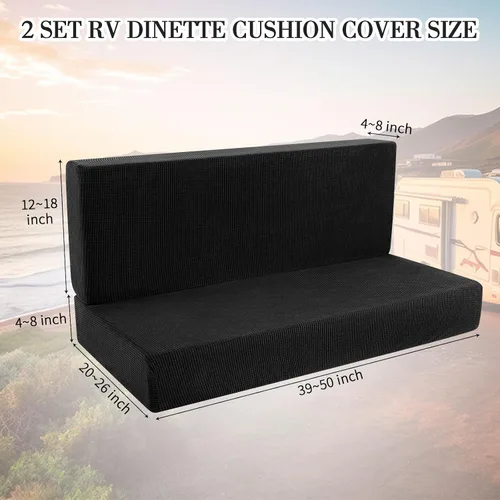Miniatura 2 de Buryeah Juego de 4 fundas de cojines para comedor de caravana tipo booth, protector de muebles para sofá, asiento, cámper, auto, sofá, 2 respaldos