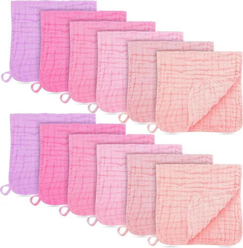 Paquete de 12 paños de muselina para eructos - Grandes de 20" x 10", ultra absorbentes, 100% algodón para babas y desórdenes del bebé - Suave y