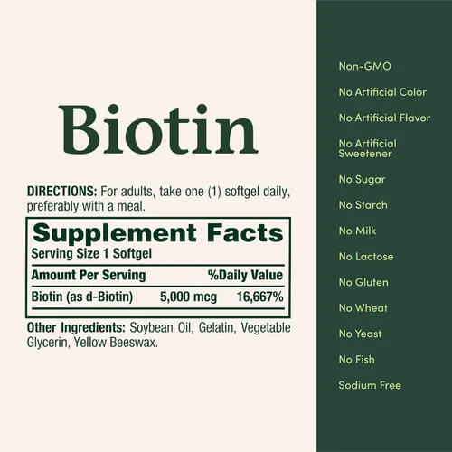 Miniatura 5 de Cápsulas blandas Natures Bounty Biotin, 0,00018 oz, 1, 1