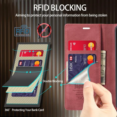 Miniatura 2 de Funda para Samsung Galaxy A13 5G, Samsung Galaxy A13 5G con tarjetero [bloqueo RFID] atril magnético, funda de cuero con tapa para Samsung Galaxy