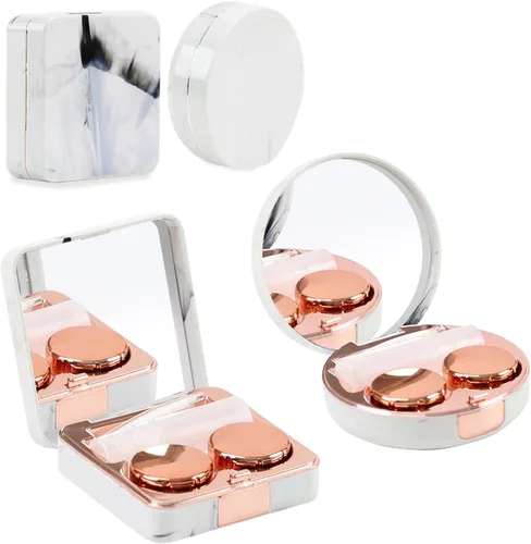 Miniatura 25 de Estuche 2 en 1 para Lentes de Contacto y Anteojos para Mujeres, Hombres y Niños, Estuche Duro Portátil de Doble Cara para Anteojos de Viaje
