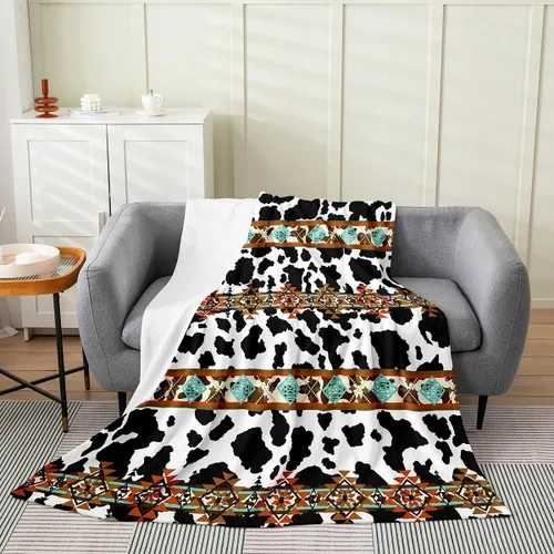 Miniatura 24 de Manta azteca con diseño tribal africano, con diseño de animales de granja, manta mullida con diseño de animales de granja y atrapasueños de tribu