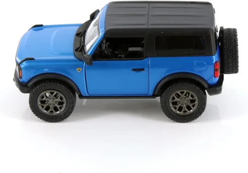 Miniatura 3 de Ford Bronco 2022 - Parte superior cerrada, azul - Kinsmart 5438DA/B - Modelo de automóvil fundido a presión a escala 1/34