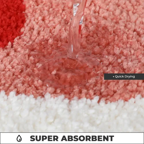 Miniatura 3 de Tapete de baño rojo súper absorbente, antideslizante y lavable a máquina, tapete grueso para baño (24 x 16 pulgadas, corazón rojo)