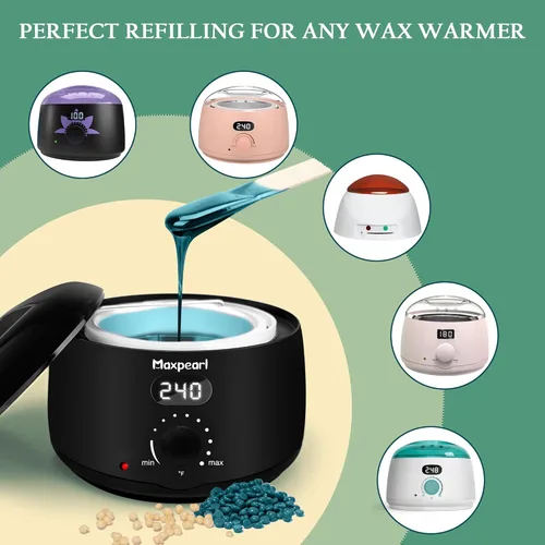 Miniatura 6 de Maxpearl Perlas de Cera Dura, 300g Granos de Cera para Depilación para Bikini Brasileño, Cara, Cejas, Axilas, Brazos, Pecho, Espalda, Piernas, Verde