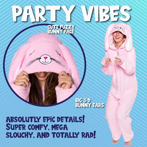 Miniatura 24 de Funziez! Mameluco de sherpa ajustado para adultos, disfraz de Halloween de animales, traje de cosplay de una pieza de felpa para mujeres y hombres