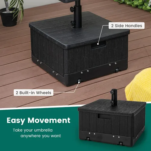 Miniatura 5 de Giantex Mesa auxiliar para exteriores con soporte para paraguas, bolsa con peso rellenable de 175 libras, bandeja de mesa ajustable para paraguas, 2
