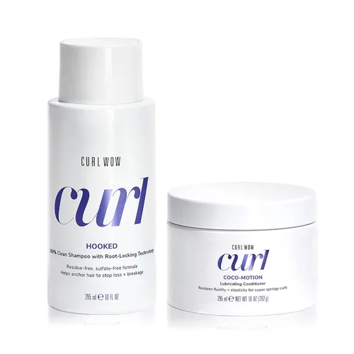 COLOR WOW Cleanse & Quench Wash Day Duo para cabello rizado, con champú 100% limpio con gancho con tecnología de bloqueo de raíces y acondicionador