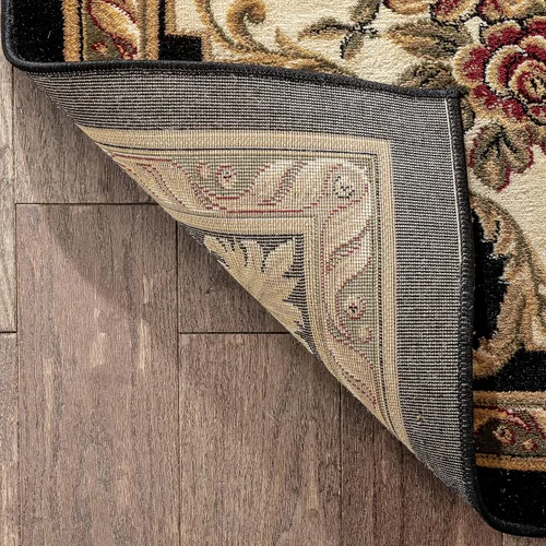 Miniatura 4 de Alfombra de pastoral con medallón de tejido suave y grueso, estilo europeo, con diseño floral y tradicional, fácil de limpiar, moderna, clásica