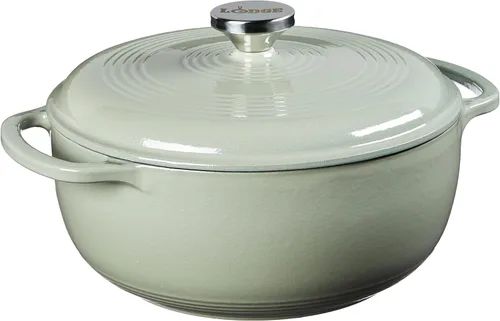 Miniatura 15 de Lodge Horno holandés de hierro fundido esmaltado de 4.5 cuartos de galón con tapa, asas dobles, apto para horno hasta 500° F o en la estufa, uso