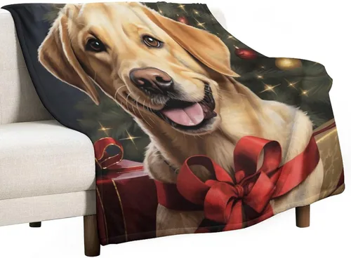 Miniatura 27 de Yellow Lab - Manta de Labrador de Navidad, linda y divertida para varios perros y mascotas, manta de verano de 30 x 40 pulgadas, manta de franela