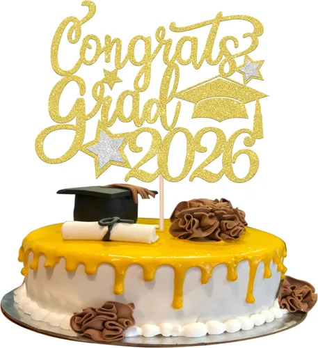 Miniatura 10 de 1 pieza de decoración de pastel de graduación de niña de tacón alto con tapa de graduación con purpurina 2024, selección de pastel de graduación Oro