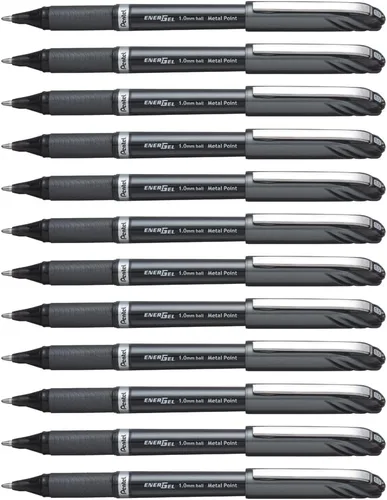 Pentel ENER-GEL NV - Bolígrafo de gel líquido, 0.039 in, barril, tinta negra, caja de 12 unidades (BL30-A)