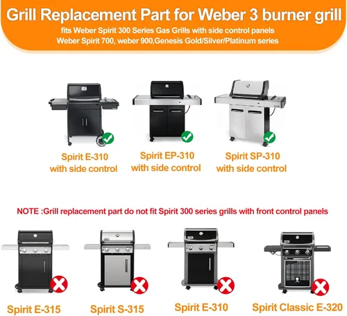 Miniatura 3 de SafBbcue 7508 - Juego de 3 tubos de acero inoxidable de 28 pulgadas para Weber Genesis Silver B/C Gold B/C Spirit 700 Spirit E-310/320 con control