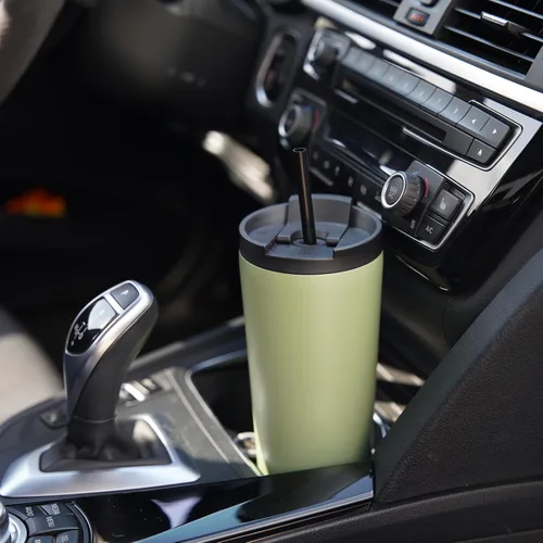 Miniatura 7 de Konokyo Vaso aislado de 18 onzas con tapa y 2 pajillas, botella de agua de acero inoxidable, taza de viaje al vacío, taza de café, color blanco ángel