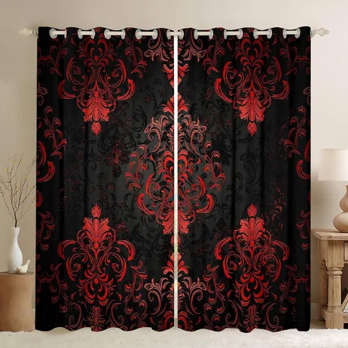 Miniatura 43 de Feelyou Cortinas opacas abstractas modernas de arte abstracto para dormitorio, sala de estar, niños, patrón rojo, gris, negro, patrón de Multi 05