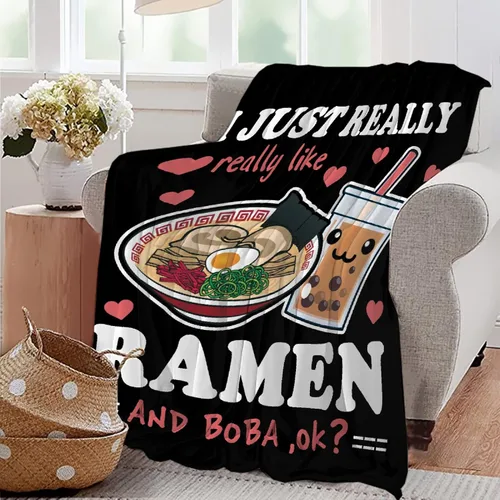 Miniatura 5 de Manta de burbujas Ramen de forro polar, regalo Kawaii para niñas, adolescentes, amantes de los fideos, té de burbujas, 40 x 50 pulgadas, manta